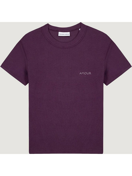 Maison Labiche γυναικείο t-shirt ribbed με κέντημα Amour - AAWCOMBESAMOUR Μπορντό Σκούρο