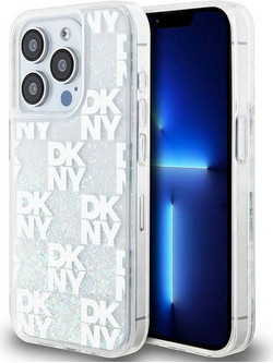 DKNY Liquid Glitter Multilogo Θήκη για iPhone 15 Pro White