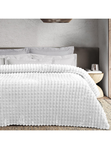 DAS HOME ΚΟΥΒΕΡΤΑ FLEECE 220Χ240 1386 WHITE