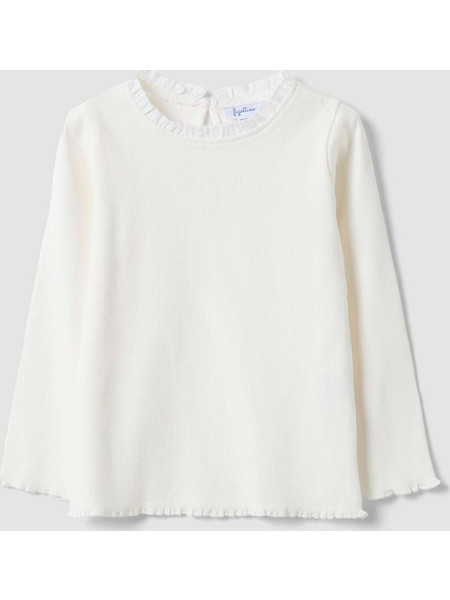 OVS TSH LS RIB FRILL ORGANIC 2865331-White Alyssum OffWhite