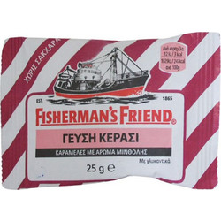 Fisherman's Friend Cherry Candies Καραμέλες Χωρίς Ζάχαρη με Άρωμα Μενθόλης που Ανακουφίζουν από τα Προβλήματα στο Λαιμό, Αναζωογονούν & Καταπρανουν τον Βήχα με Γεύση Κεράσι 25g