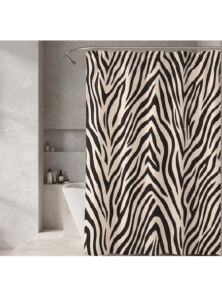Κουρτίνα μπάνιου printed με κρίκους Σχ.Zebra 180x200cm 100% pol. 180x200cm