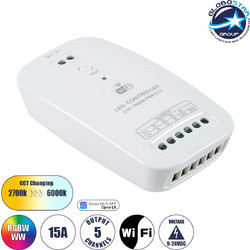 GLOBOSTAR AURORA RGB+CCT Controller 5CH DC 12-24V 15A 360W Max IP20 - WiFi - M9.6x