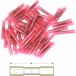 BIHR Heat-shrinkable Crimping Butt Splices O0,5/1,5mm - 50pcs Transparent Red