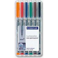 Staedtler Staedtler Folienstift Lumocolor F Nonperm 6st 316 WP6
