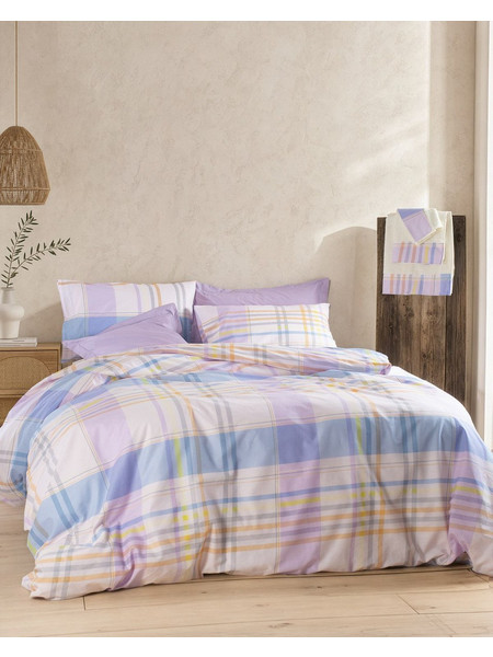 Κουβερλί Μονό Σετ Nova Frame Mauve Cotton Rythmos (160x240) 2Τεμ