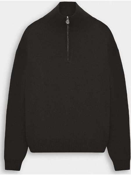 Ανδρική Πλεκτή Μπλούζα Half Zip με Ψηλό Γιακά - Καφέ