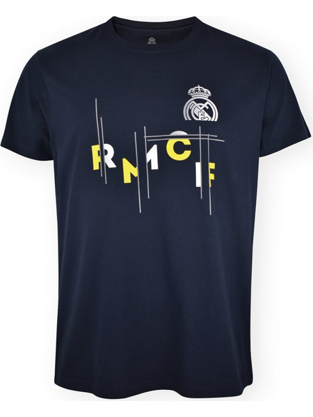 Real Madrid CF Official T-Shirt - Navy 'RMCF' Graphic Print - Size M (RM1CE113)