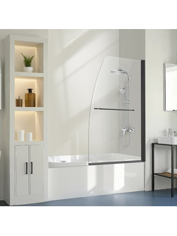 VEVOR Frameless Bathtub Shower Door, 34 in. W x 55 in. H, Half Shower Door for Bathtub, 180 Rotatable Tempered Glass Door, Half Shower Door with 1/4 in Tempered Glass Bathroom Shower Screen, Black