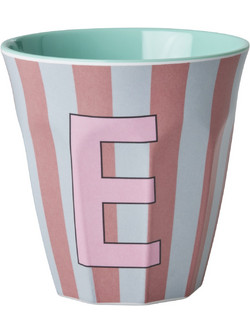 Rice - Melamine Cup with the Letter E - Pink - Medium