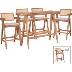 Τραπεζαρία μπαρ Winslow I pakoworld σετ 7τεμ ξύλο rubberwood ανοιχτό καρυδί 120x45x100εκ