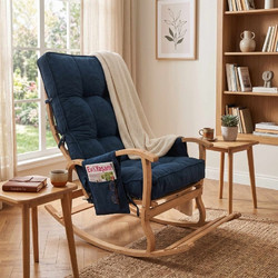 Rocking Chair Mosso Petrol Green, Grey Fabric: Polyester / Soho 56x115x103 cm