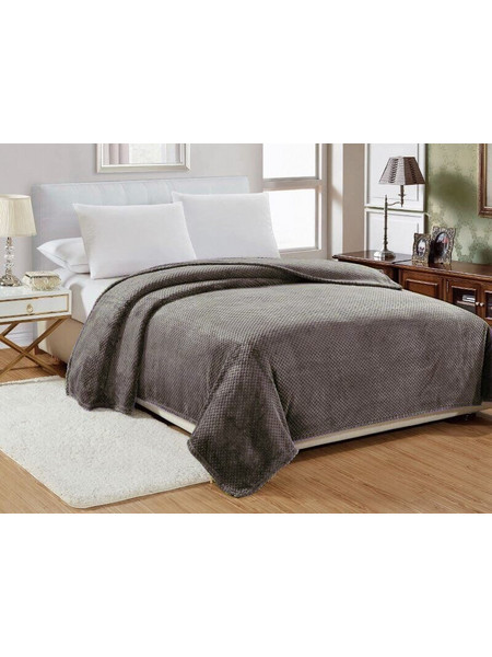 Κουβέρτα Υπέρδιπλη Βελουτέ Popcorn Jacquard Flannel Γαρύφαλλο 220x240 - Γκρι