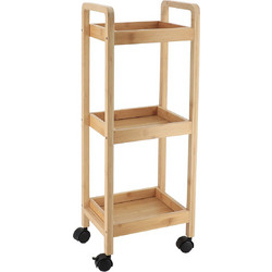 Ραφιέρα Bamboo/MDF με 3 Ράφια Φυσική με Ροδάκια 28.5x21x79cm MRShome