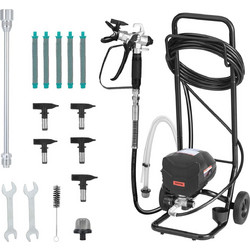 VEVOR Σταθερό Μηχάνημα Βαφής Airless, 650W, 3000PSI Σύστημα Ψεκασμού Υψηλής Πίεσης με Τρόλεϊ, Βούρτσα Καθαρισμού, Εύκαμπτο Σωλήνα, Ράβδο Προέκτασης, Μπεκ, Ηλεκτρικό Μηχάνημα Βαφής για Εσωτερικούς και