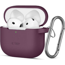 Tech-Protect Silicone Hook Θήκη Σιλικόνης με Γάντζο για Apple AirPods 4 / 5 Μπορντώ