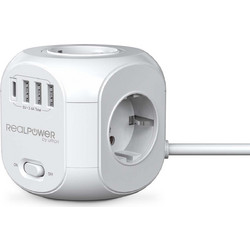 RealPower Steckdosenwurfel PowerBox 431 + 3xUSB-A / 1xUSB-C