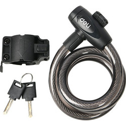 DELI κλειδαριά ποδηλάτου με κλειδί DL508062, Φ12mm, 1m, μαύρη