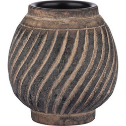 Estia Ξυλινο Κηροπηγιο με Σκαλισμα 8.5cm 09-49072