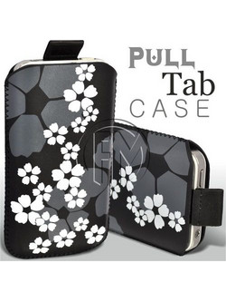 Προστατευτική Δερμάτινη Θήκη Smart Case Large Συμβατή Με Πολλά Κινητά Μαύρο με λουλούδια