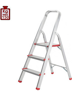 VESTA Σκάλα Aλουμινίου 2+1 Σκαλιά 39x67x107cm Αντοχής 150kg Βάρους 2.60kg