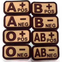 PVC 3D Blood Type Patch w/ Velcro - Brown / Khaki