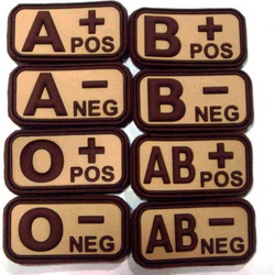 PVC 3D Blood Type Patch w/ Velcro - Brown / Khaki