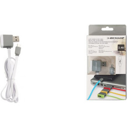 Dunlop Καλώδιο USB 2.0 σε microUSB Υψηλής Ταχύτητας φόρτισης και συγχρονισμού Loop 1m για Smartphone, 90057 Λευκό - Dunlop