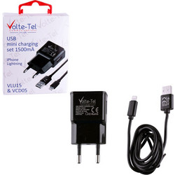 Volte-Tel Vcd05 Φορτιστής με Καλώδιο Lightning με Θύρα USB-A Black