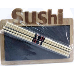 Sushi Σετ σερβιρίσματος με ξυλάκια και πλάκα σερβιρίσματος από σχιστόλιθο - Aria Trade