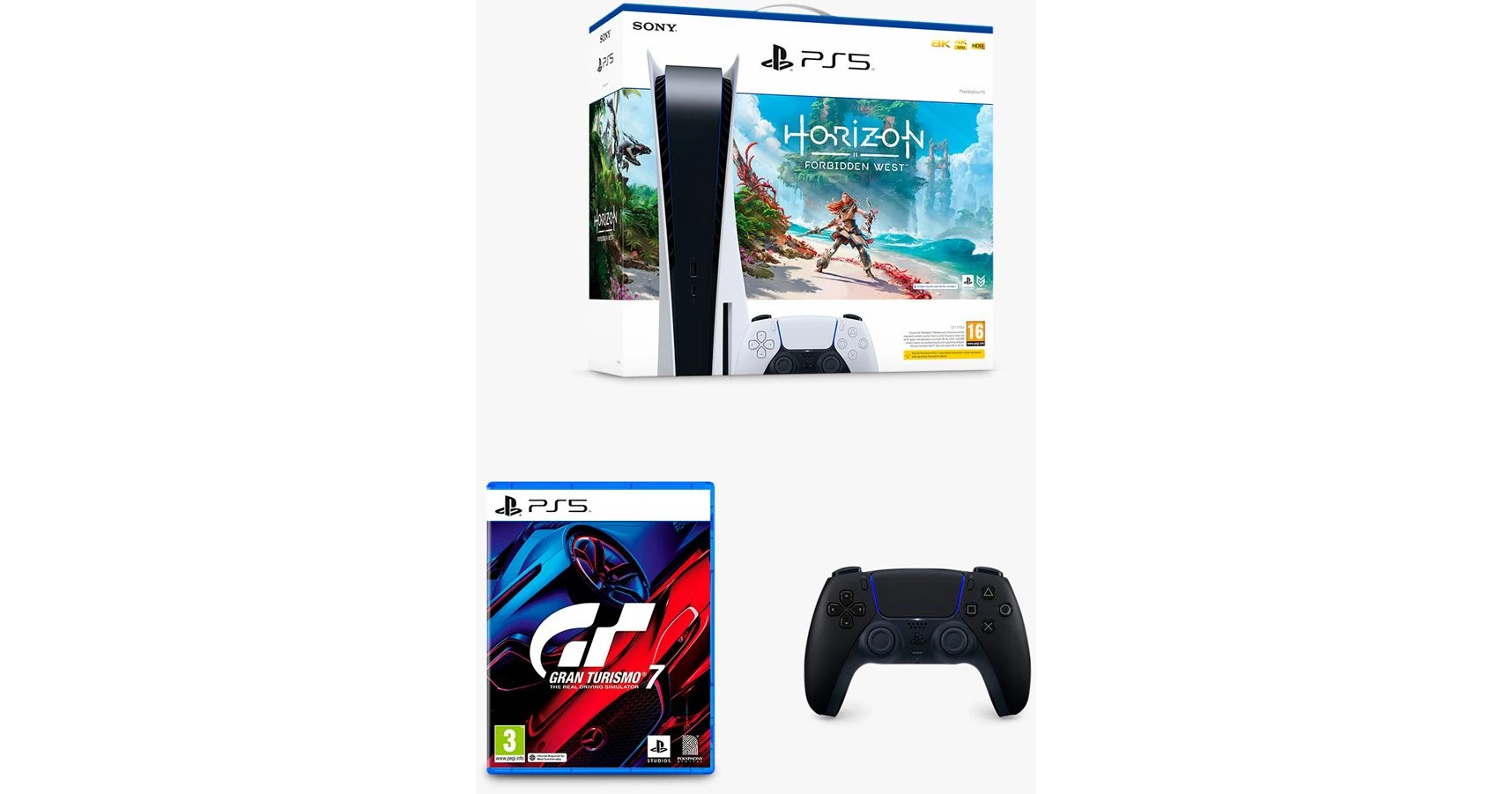 PS5 Standard + Gran Turismo 7 + GTA + Horizon Forbidden West + Cartão  Playstation Network 50€ + Comando Dualsense