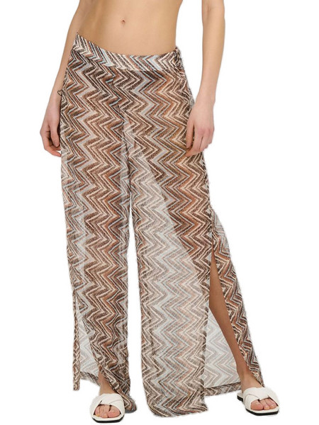 Only Ψηλόμεση Υφασμάτινη Γυναικεία Παντελόνα Loose Εφαρμογή Καμπάνα Καφέ 15251728