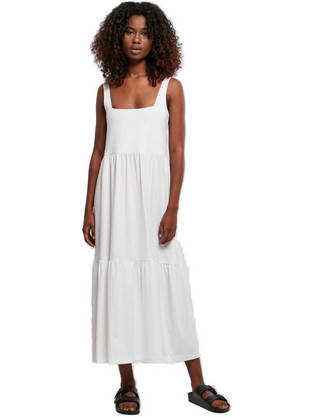 Urban Classics Midi Καλοκαιρινό Καθημερινό Φόρεμα Λευκό TB4784