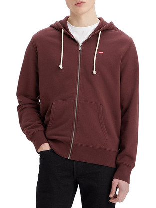 Levi's New Original Ανδρική Ζακέτα Φούτερ με Κουκούλα και Φερμουάρ Μπορντό 34584-0026