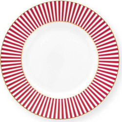 Pip Studio Πιάτο Γλυκού Πορσελάνης Royal Stripes Dark Pink 12cm