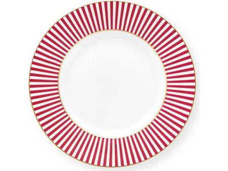Pip Studio Πιάτο Γλυκού Πορσελάνης Royal Stripes Dark Pink 12cm