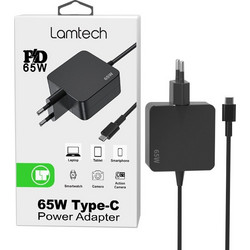 Lamtech LAM113447 USB-C Φορτιστής Laptop 65W 20V 3.25A με Ενσωματωμένο Καλώδιο Τροφοδοσίας