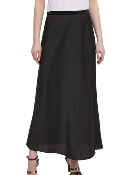 DKNY Μίντι Φούστα Σατέν Ψηλόμεση Κλος Μαύρη P4ANTV04-BLK