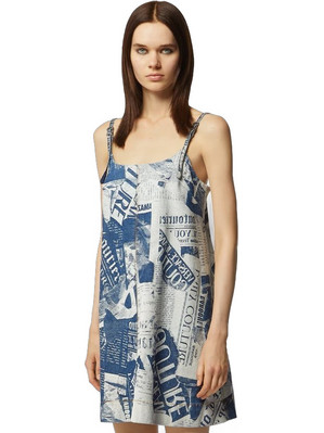 Versace Mini Καλοκαιρινό Καθημερινό Φόρεμα Μπεζ Μπλε 76HAO94C-DW074SS0-904