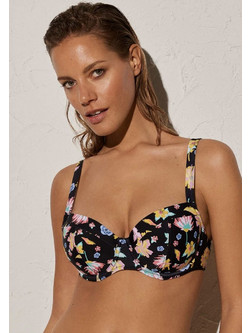 Ysabel Mora Bikini Top Floral Μαύρο 82181