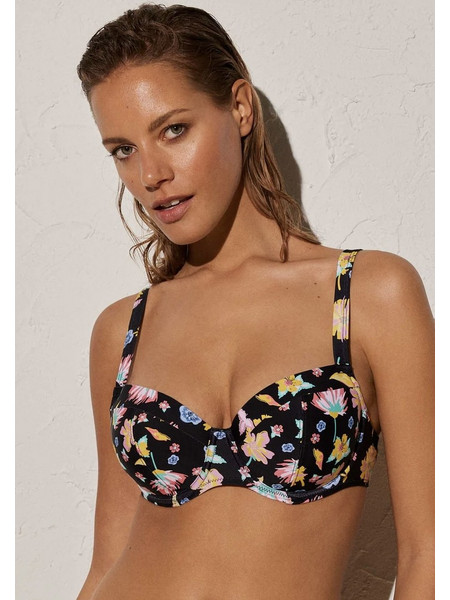 Ysabel Mora Bikini Top Floral Μαύρο 82181