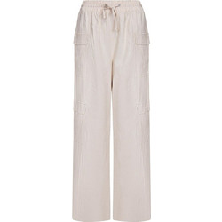 DKNY Ψηλόμεση Λινή Γυναικεία Παντελόνα Loose Εφαρμογή με Λάστιχο Μπεζ DJ4P3015-NAT