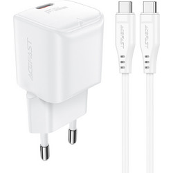 Acefast A77 Mini Φορτιστής με Καλώδιο USB-C με Θύρα USB-C 30W Power Delivery White