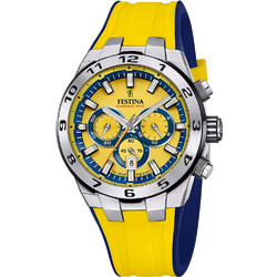 Festina Ανδρικό Ρολόι Χρονογράφος με Κίτρινο Καουτσούκ Λουράκι F20671/4