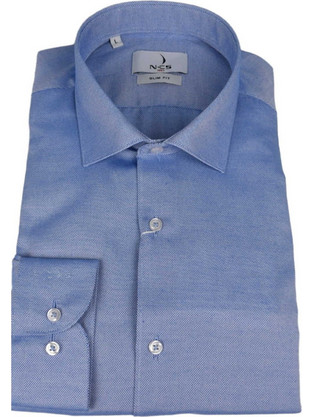 NCS Ανδρικό Πουκάμισο Βαμβακερό Μακρυμάνικο Slim Fit Γαλάζιο N223-0605