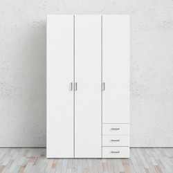 InsideHome Τρίφυλλη Ντουλάπα Ρούχων Space Λευκή 115.8x49.5x200.4cm 0181.TV10