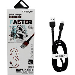 Treqa Braided USB-A to Lightning Cable 3m Black CA-8572-B