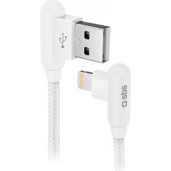 SBS Angle 90° Braided USB-A to Lightning Cable 1m White CABLE90LIGK