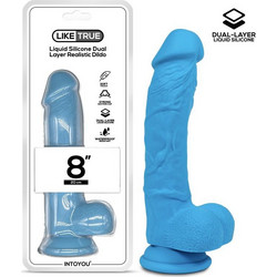 IntoYou LikeTrue Dual Layer Ρεαλιστικό Dildo με Βεντούζα & Όρχεις 20cm Μπλε