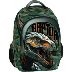 Graffiti Dinosaur Raptor Σχολική Τσάντα Πλάτης Δημοτικού Πράσινη 241213
